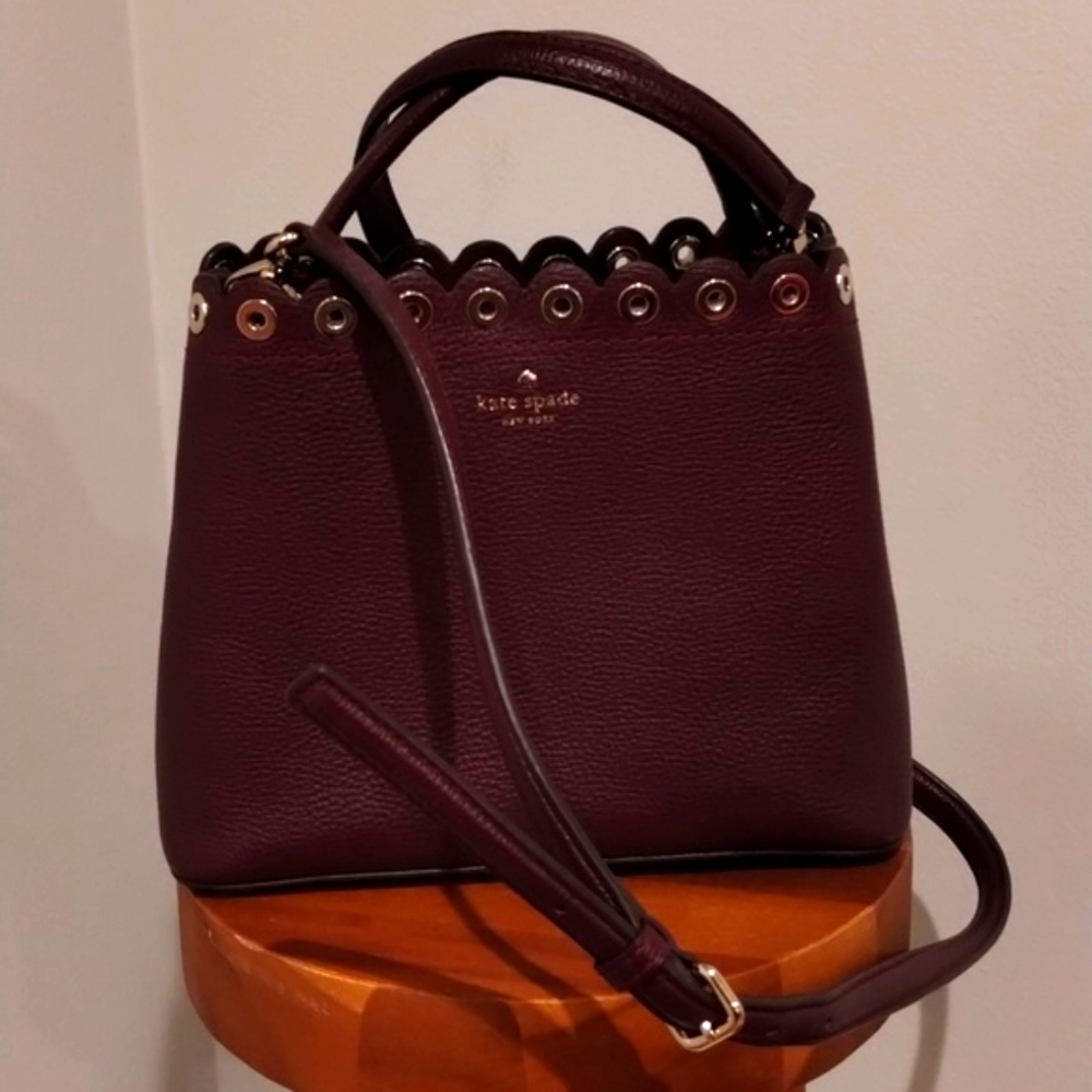Kate Spade Crossbody Leather Bag Plum - Janell Paloma Purse - Picture 3 of 17